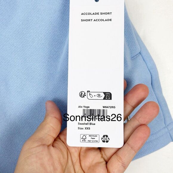 Alo Yoga Accolade Short NWT Seashell Blue XXS Limited  Edition - Picture 7 of 10